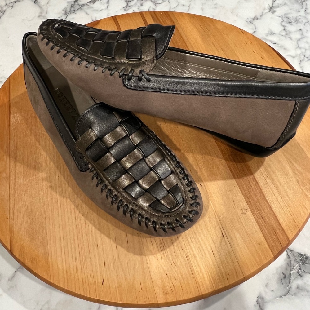 Robert Zur womens leather woven top loafer shoes flats size 7